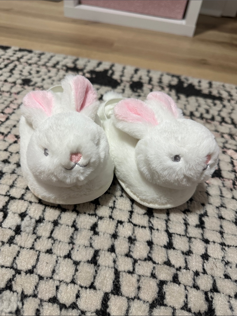 Cat & Jack Plush Bunny Slippers - White with Pink Accents